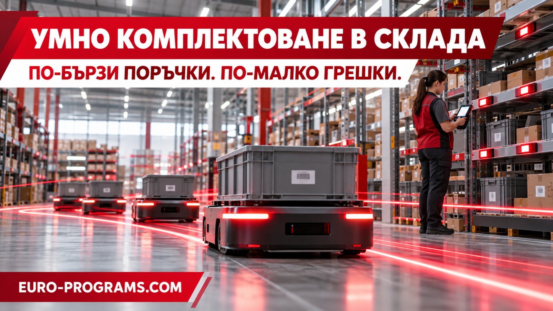 Автоматизирано комплектоване в склада с мобилни роботи